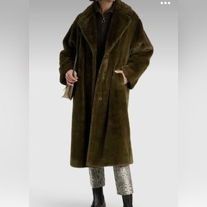 Topshop fur coat olive green